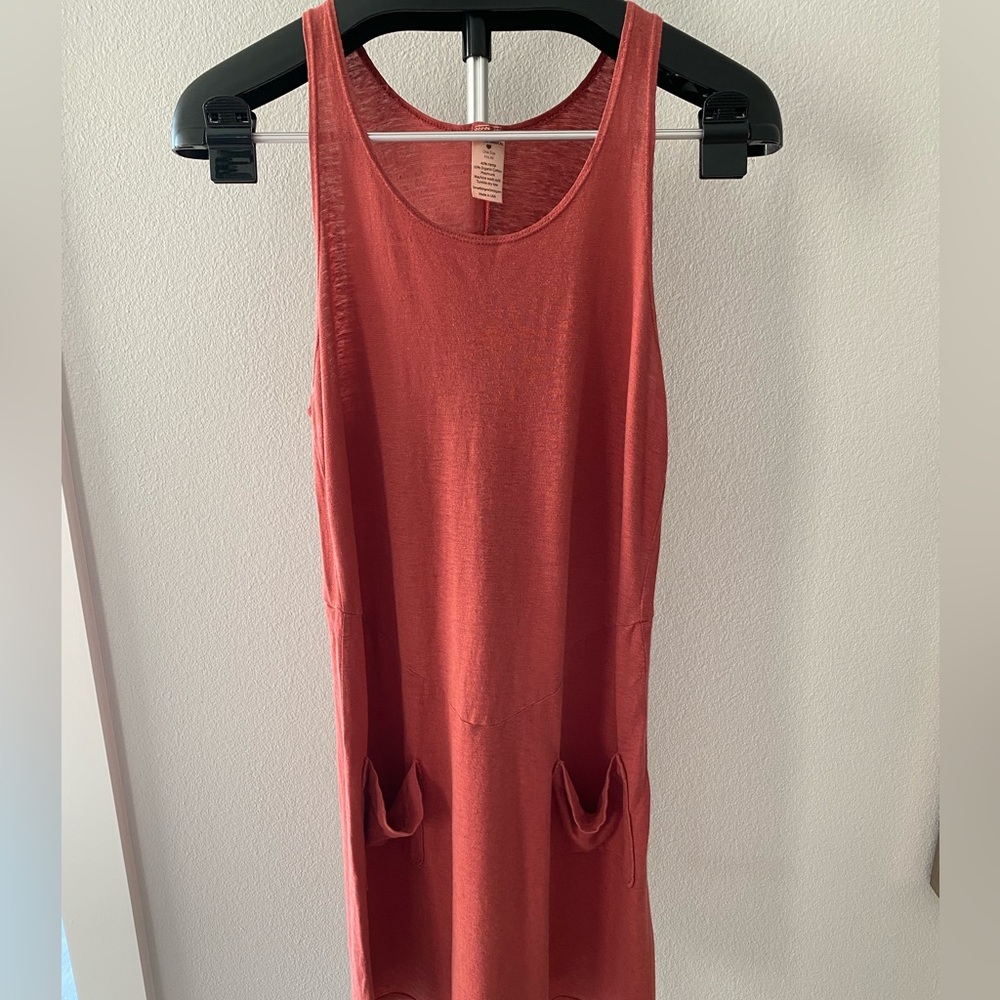 Damselfly Hemp Pocket Dress in Coral | One Size Fits All